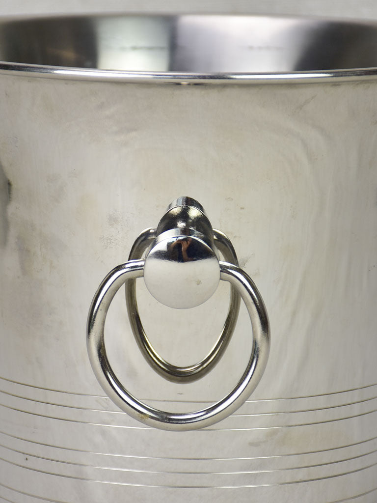 Vintage French Guy Degrenne champagne ice bucket with loop handles
