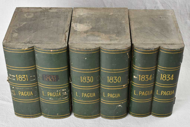 Collection of 3 antique faux books L. Pagua