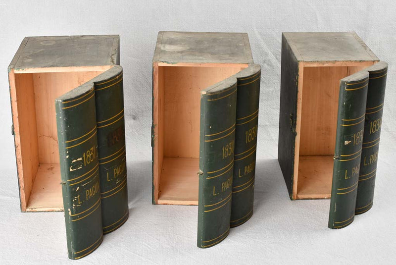 Collection of 3 antique faux books L. Pagua