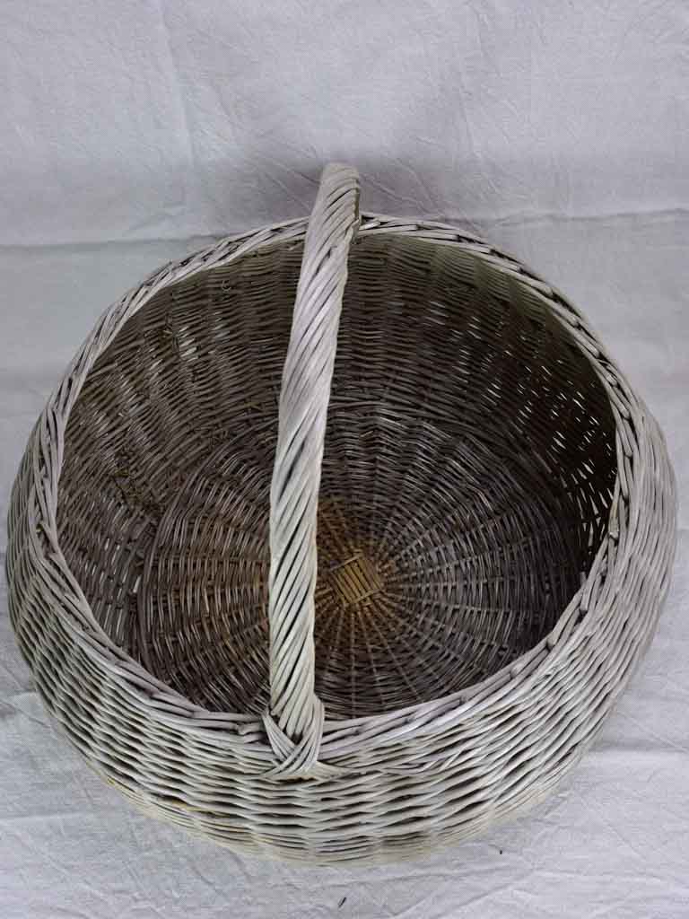 Very very large antique French wicker basket with handle 28¼"