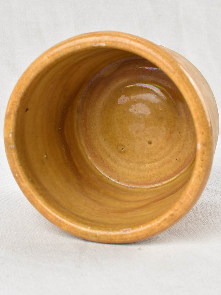 Terracotta preserving pot with yellow glaze 5"