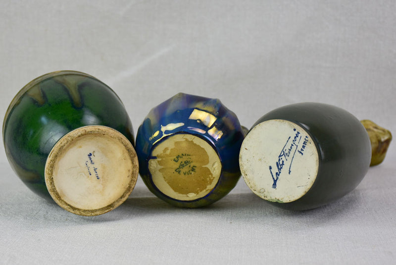 Collection of three stoneware vases - early twentieth-century signed