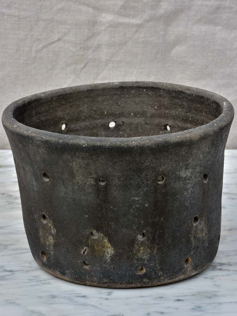 Antique French cheese mold / strainer - black