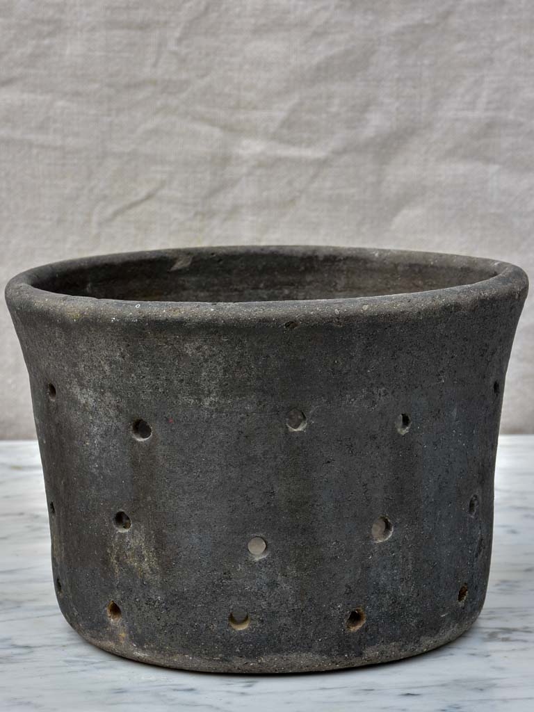 Antique French cheese mold / strainer - black