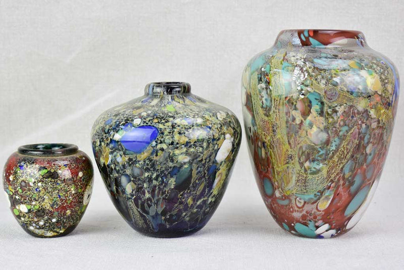 Collection of three Murano glass vases from the 1950's