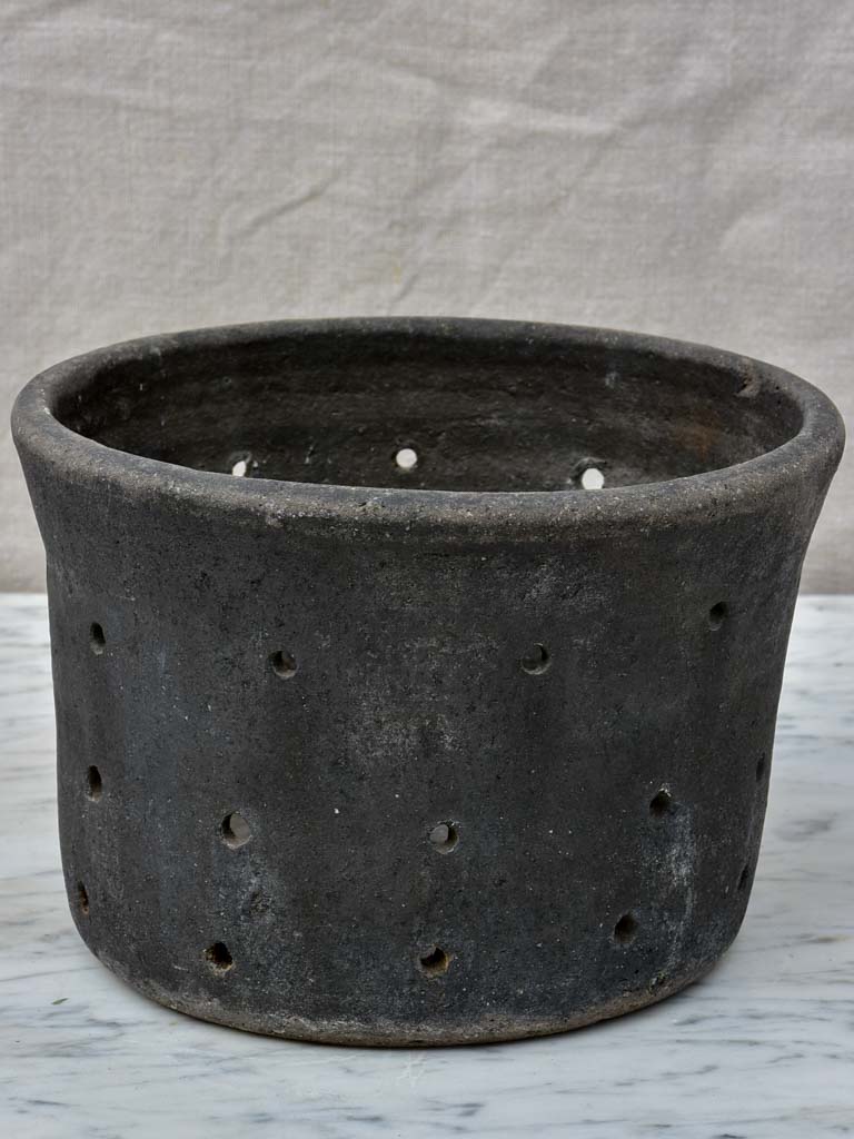 Antique French cheese mold / strainer - black