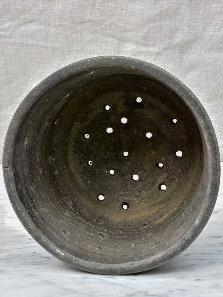 Antique French cheese mold / strainer - black