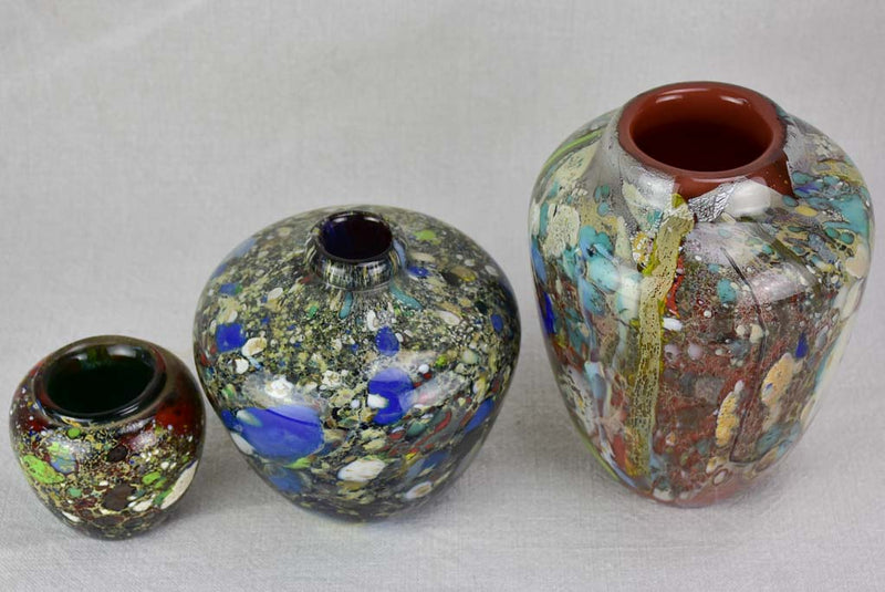 Collection of three Murano glass vases from the 1950's