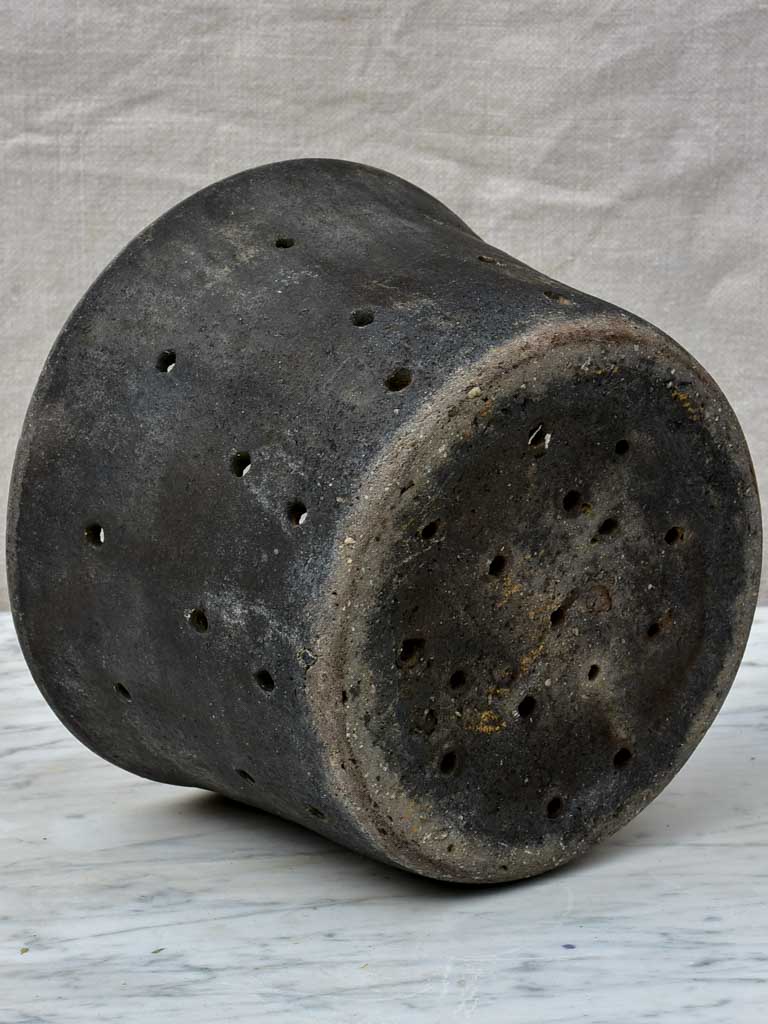 Antique French cheese mold / strainer - black
