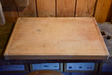 Very large vintage French cutting board with iron handle
