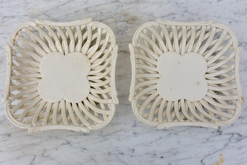 Pair of pretty ceramic woven plates