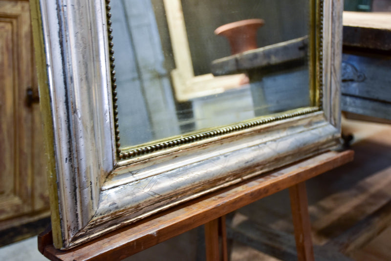 Antique French Louis Philippe mirror with silver leaf frame