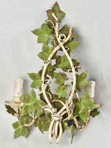 Pretty pair of vintage ivy-leaf wall sconces 15¾"