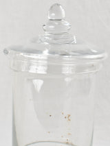 Collection of 3 antique lidded apothecary glass jars 14"