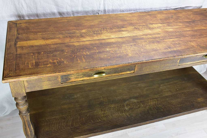 Antique French oak drapery table 70¾" x  27½"