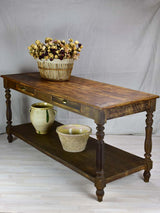 Antique French oak drapery table 70¾" x  27½"