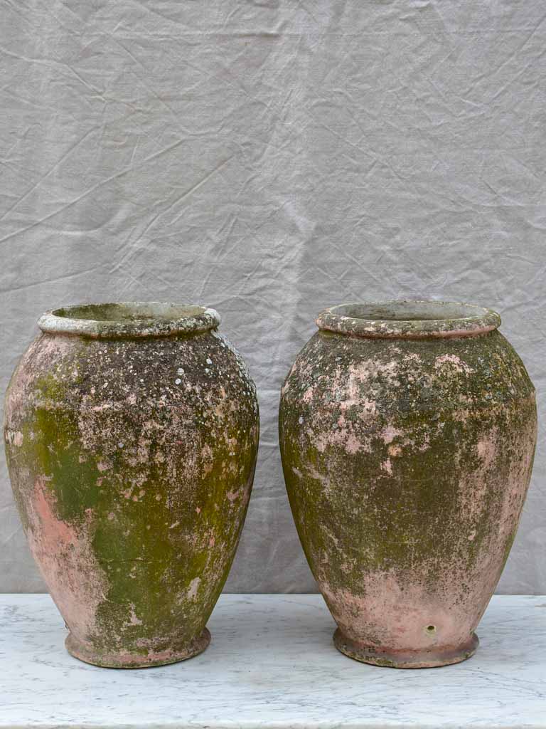 Pair of Willy Guhl garden planters with weathered pink patina