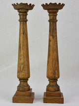 A pair of French candlesticks - wood and iron 15¼"