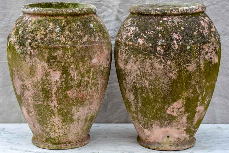 Pair of Willy Guhl garden planters with weathered pink patina