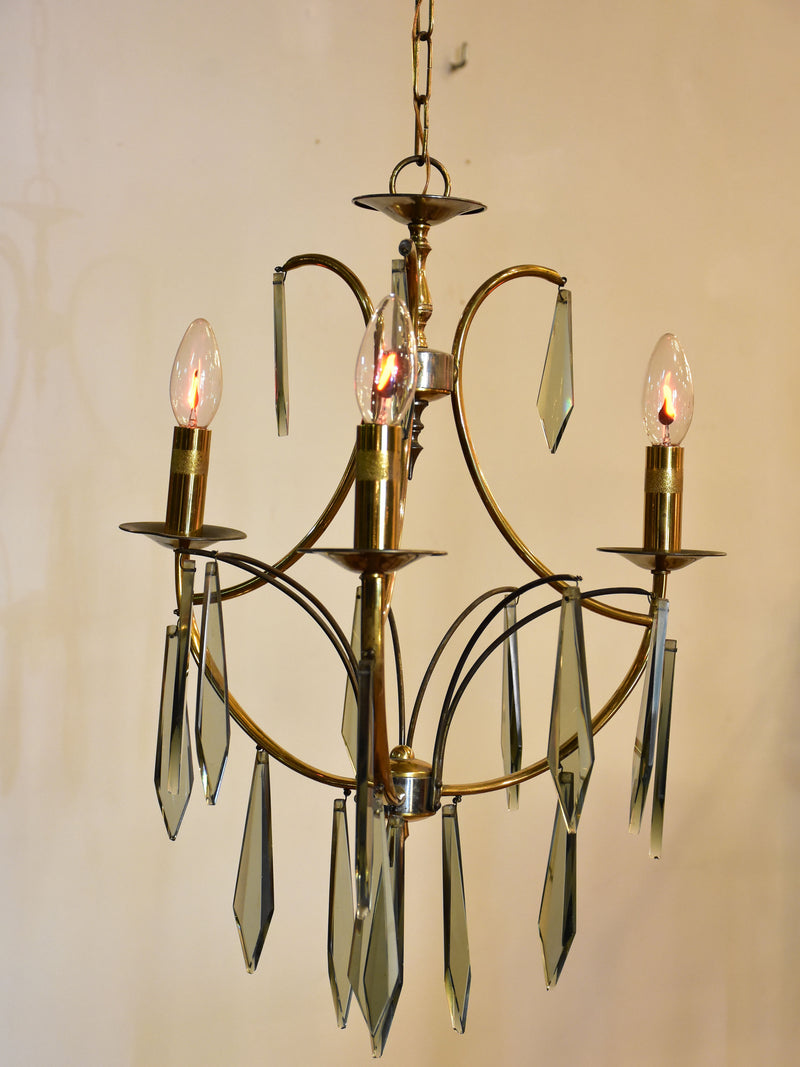 Vintage brass and glass lustre