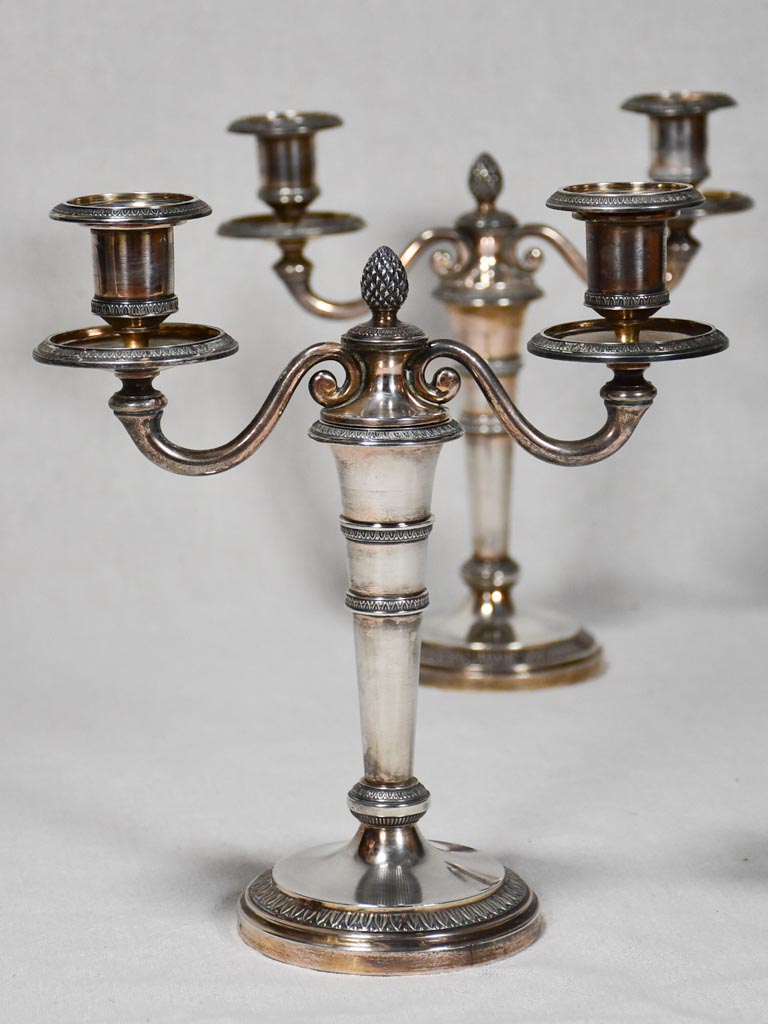 Antique Louis XVI style silver candlesticks