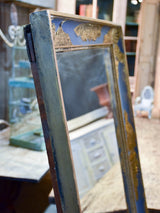 Large antique restoration mirror with blue and gold frame