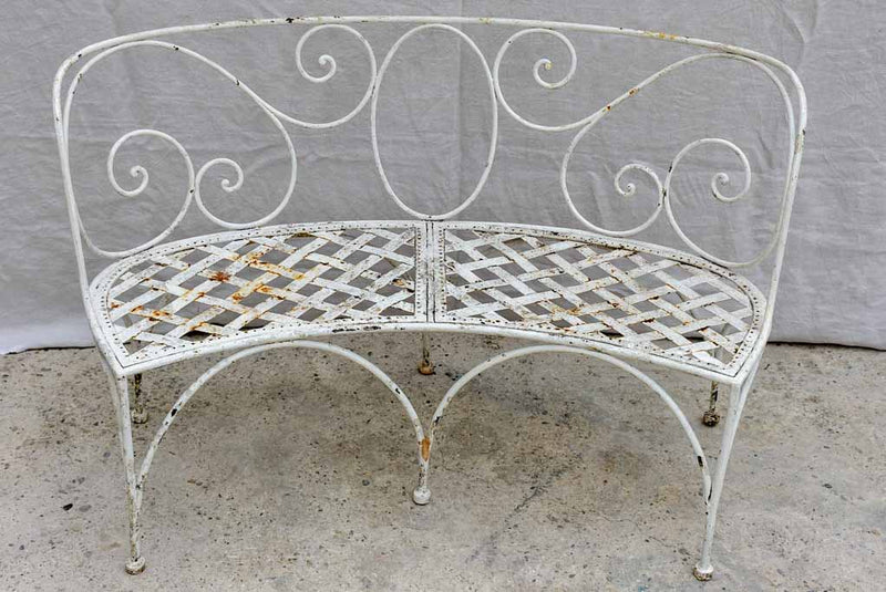 19th Century French garden bench - curved with white patina 52¼"