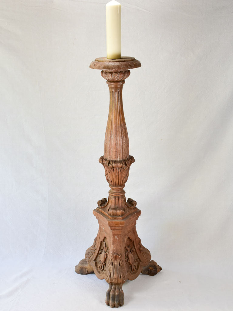Very large 19th-century carved church candlestick 52"