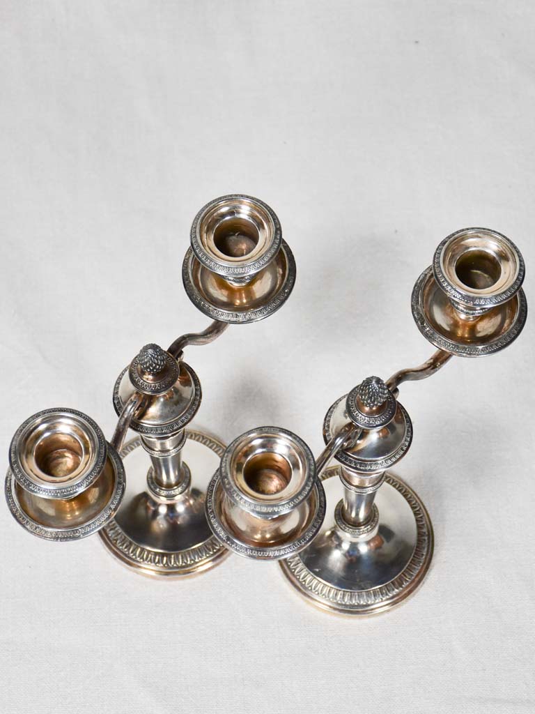 1900's antique silver dual-branch candlesticks