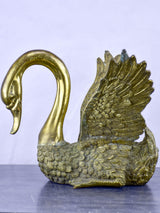 Vintage French sculpture of a golden swan