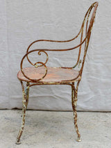RESERVED LM Antique French garden armchair with heart back and solid seat