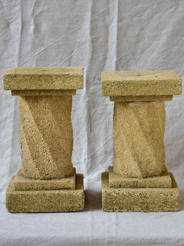 Pair of mid-century twisted column pedestals 16½"