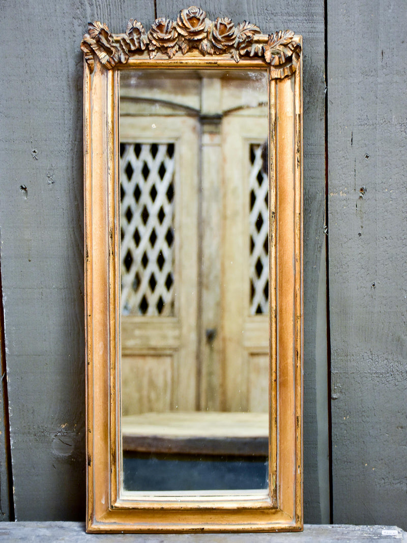 Small antique French mirror with roses