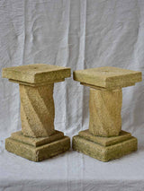 Vintage French Twisted Stone Column Pedestals