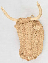 Vintage Spanish wicker sculpture of a bull's head - 9¾"