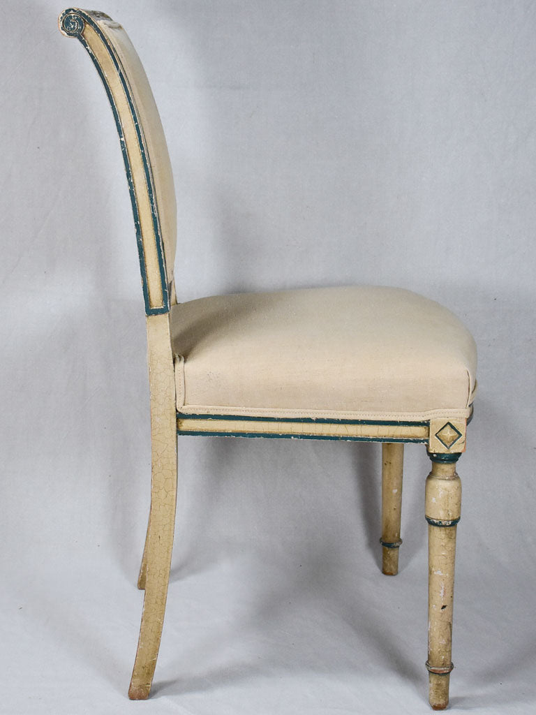 Directoire style chairs with patina frames