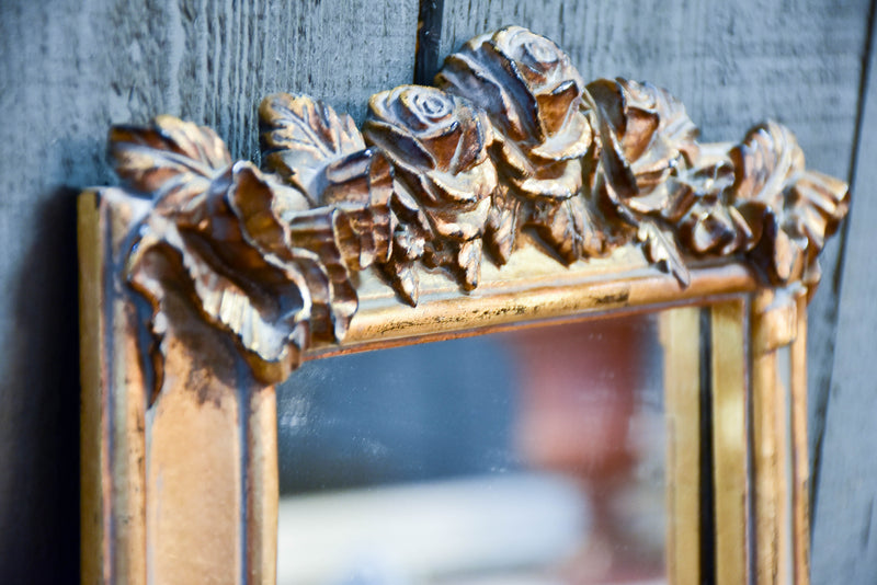 Small antique French mirror with roses