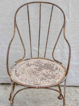 Antique French garden armchair with bar backrest