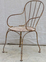 Antique French garden armchair with bar backrest