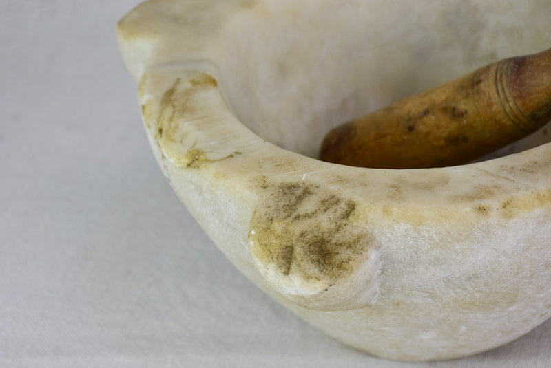 Mortar & pestle, marble, French, antique