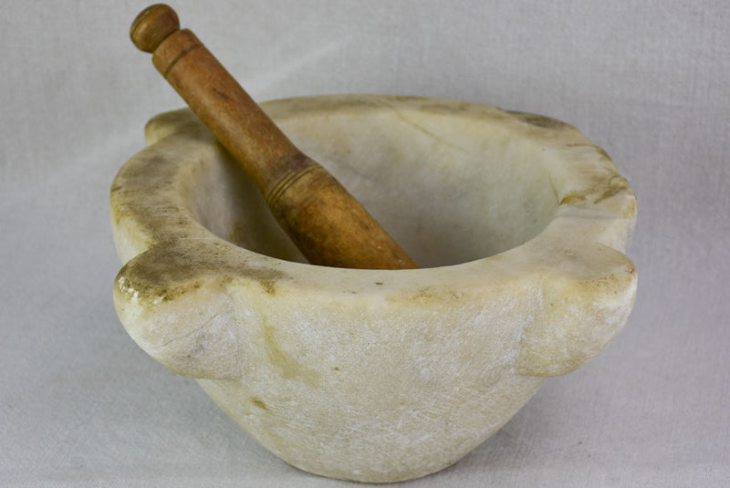 Mortar & pestle, marble, French, antique