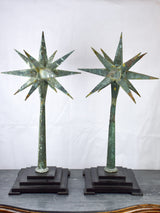 Pair of 19th century sputnik lightning rods mounted on square bases