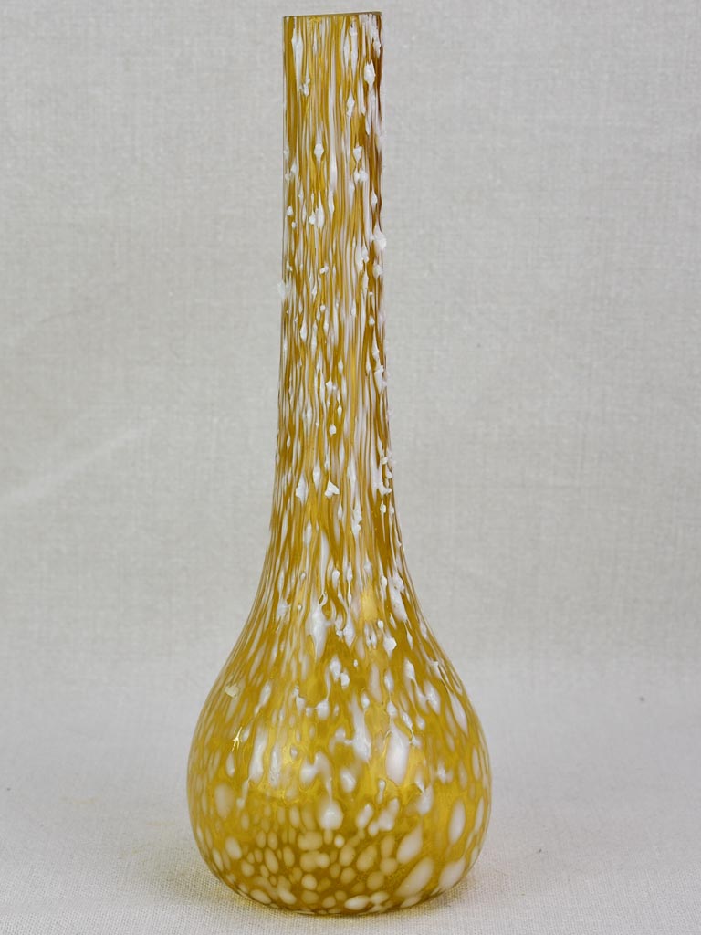 Unusual mid-century yellow glass vase with wax effect