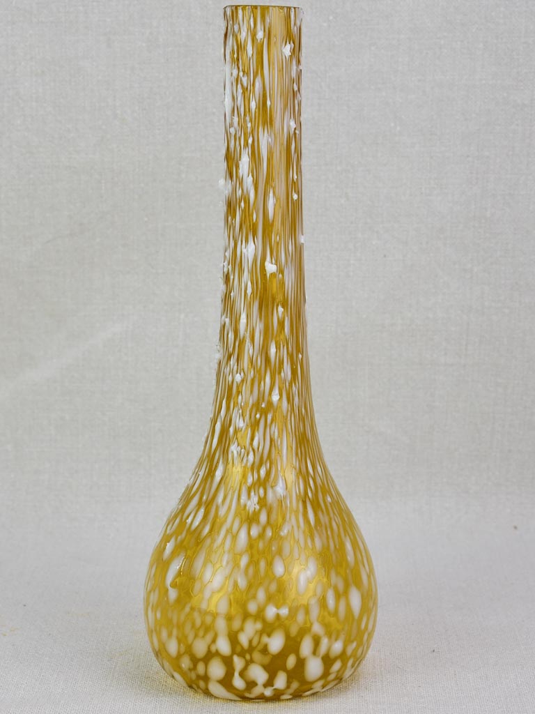 Unusual mid-century yellow glass vase with wax effect