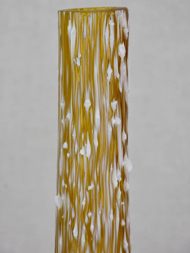 Unusual mid-century yellow glass vase with wax effect