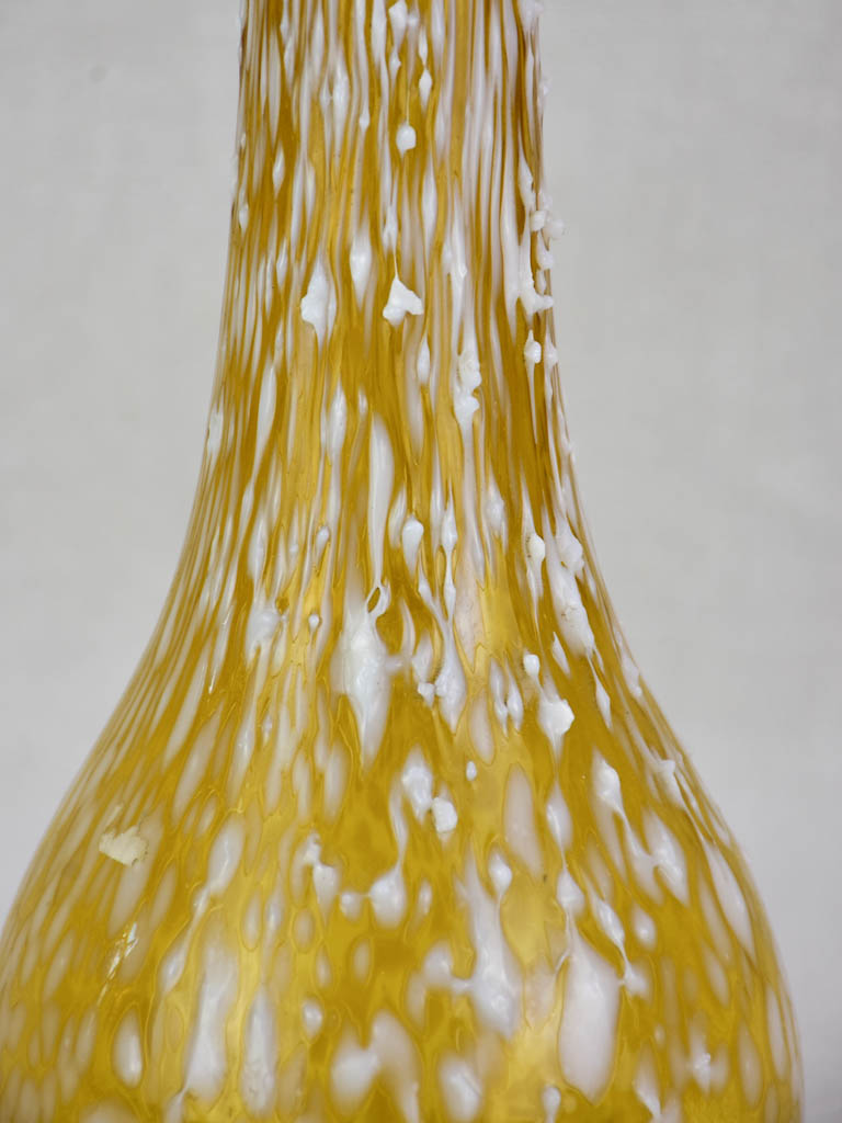Unusual mid-century yellow glass vase with wax effect