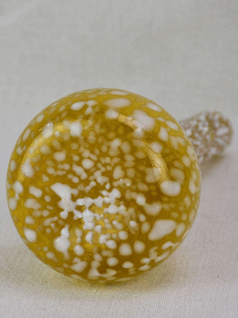 Unusual mid-century yellow glass vase with wax effect