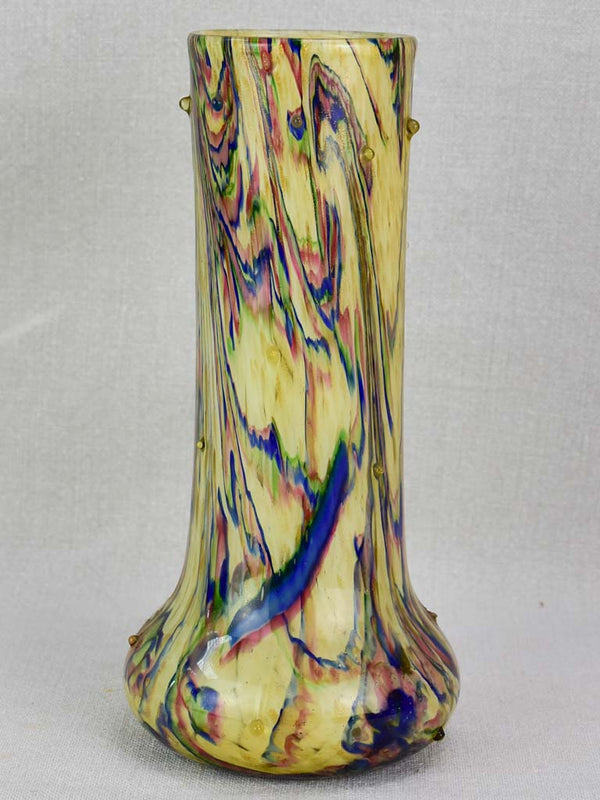 Mid-century blown glass vase - multi color 10¼"