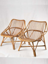 Pair of vintage French rattan armchairs