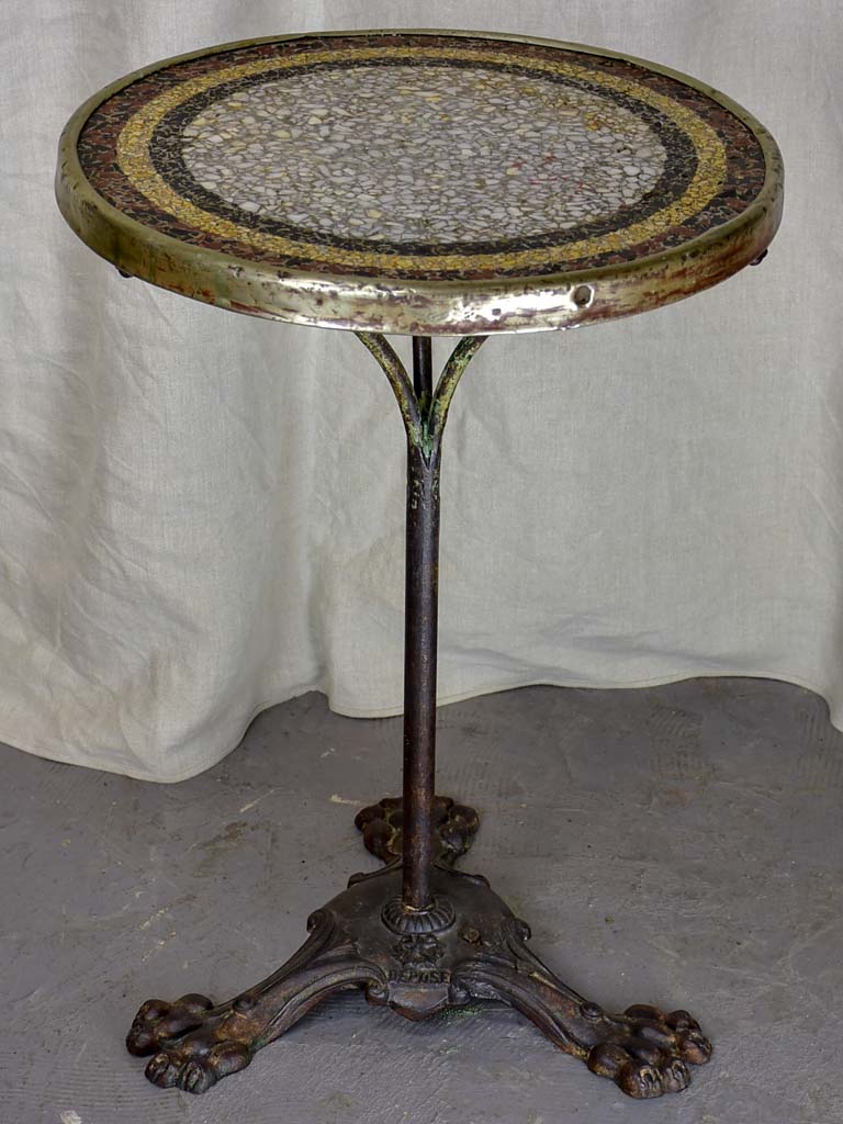 Antique French bistro table with claw feet and bistro top